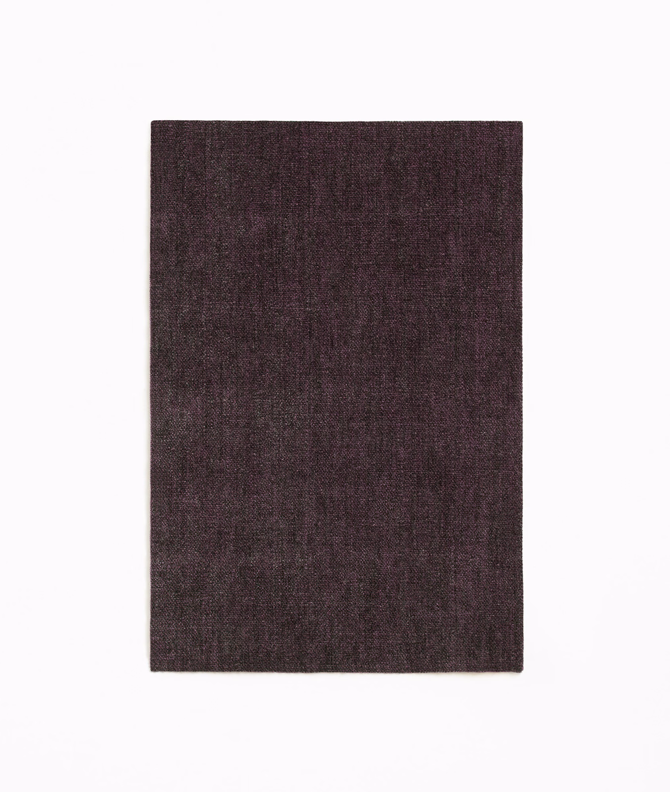 Dark aubergine chenille swatch with subtly flecked vertical woven texture