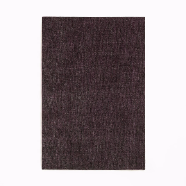 Dark aubergine chenille swatch with subtly flecked vertical woven texture
