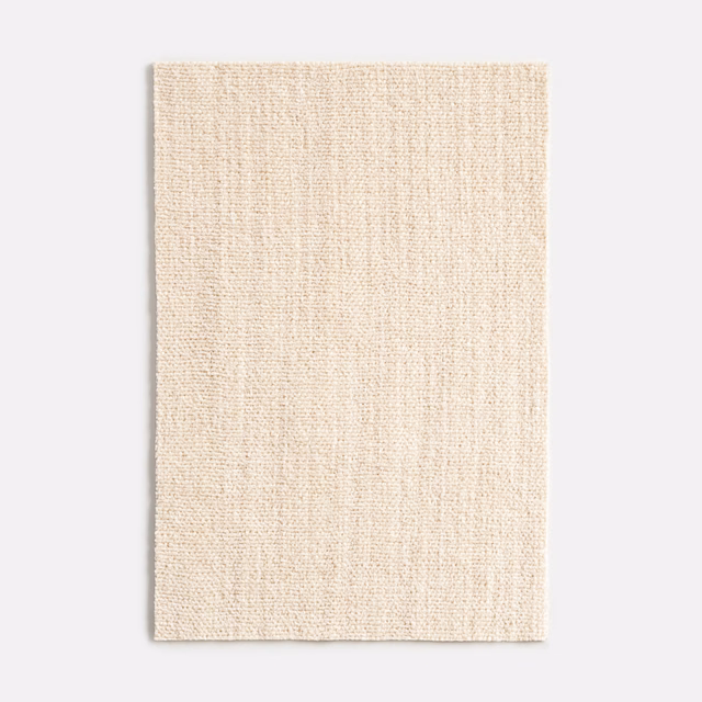 Warm ivory chenille swatch with fine vertical ribbed texture