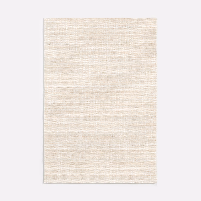 Warm ivory chenille swatch with fine horizontal slubbed weave