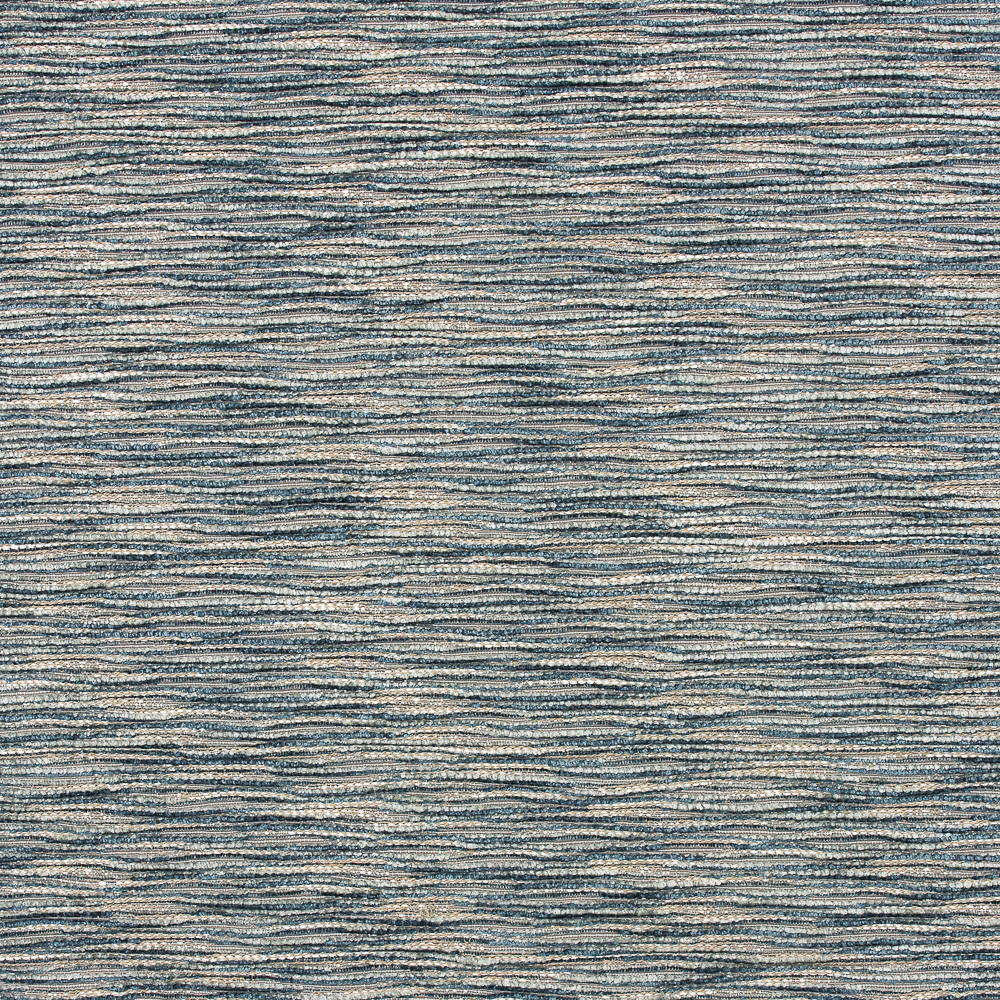 Muted blue-grey and oatmeal chenille with fine, irregular horizontal striations