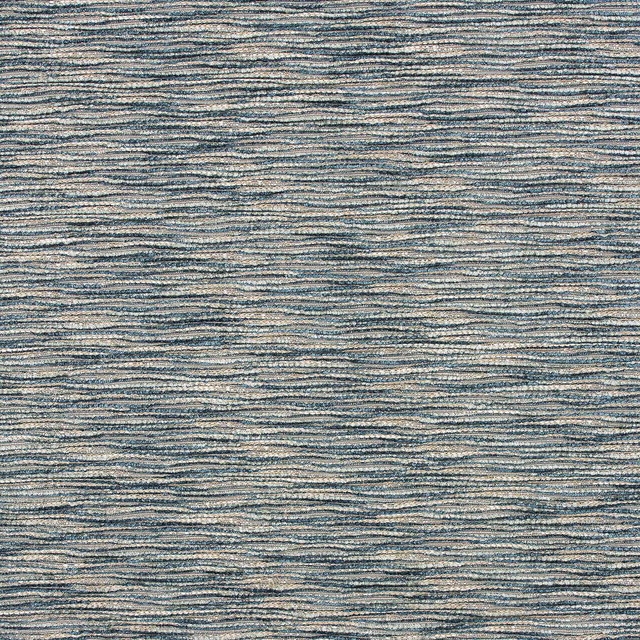 Muted blue-grey and oatmeal chenille with fine, irregular horizontal striations