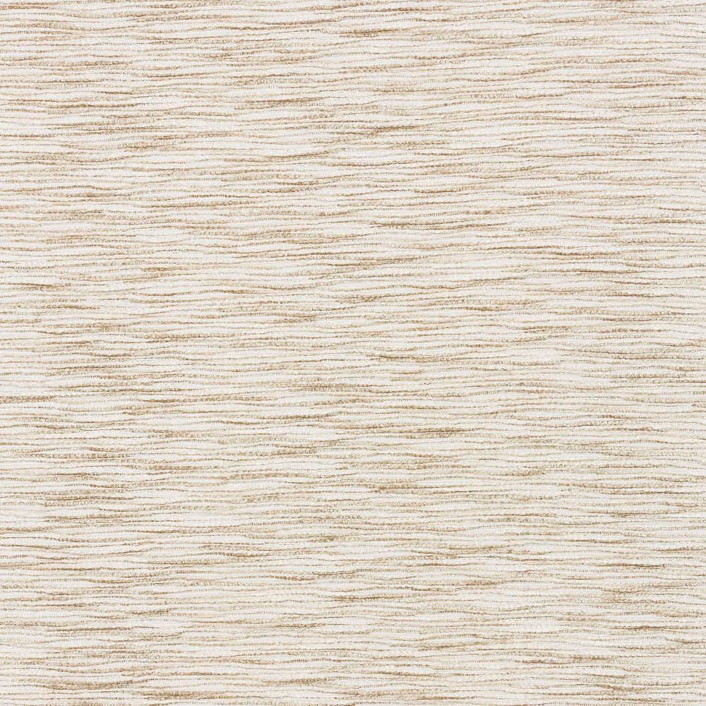 Warm cream chenille with fine uneven taupe horizontal striations and softly flecked texture