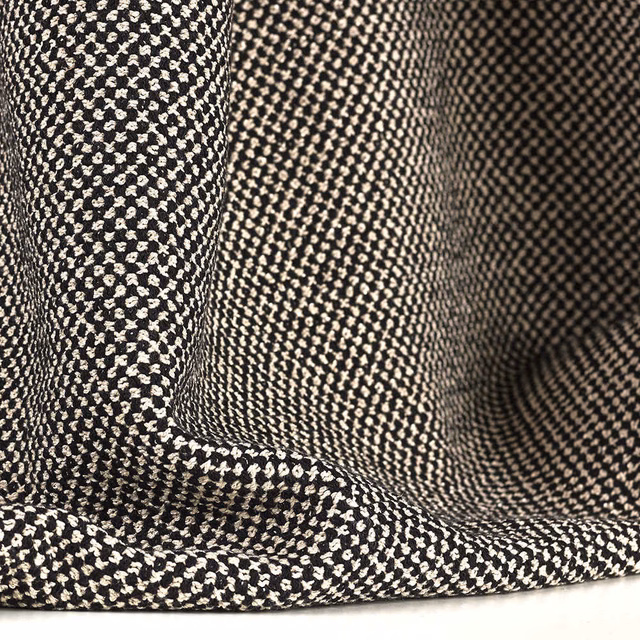 Black chenille swatch with dense ivory flecks and a pronounced textured weave