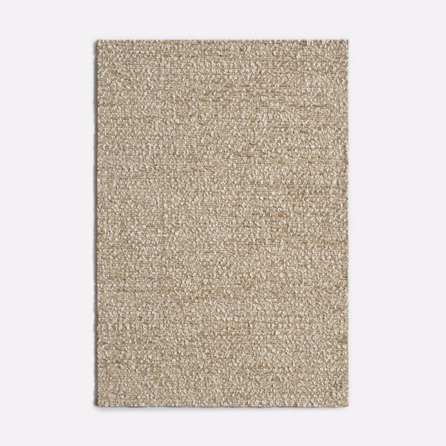 Warm oat-taupe chenille swatch with a dense, softly flecked nubby weave