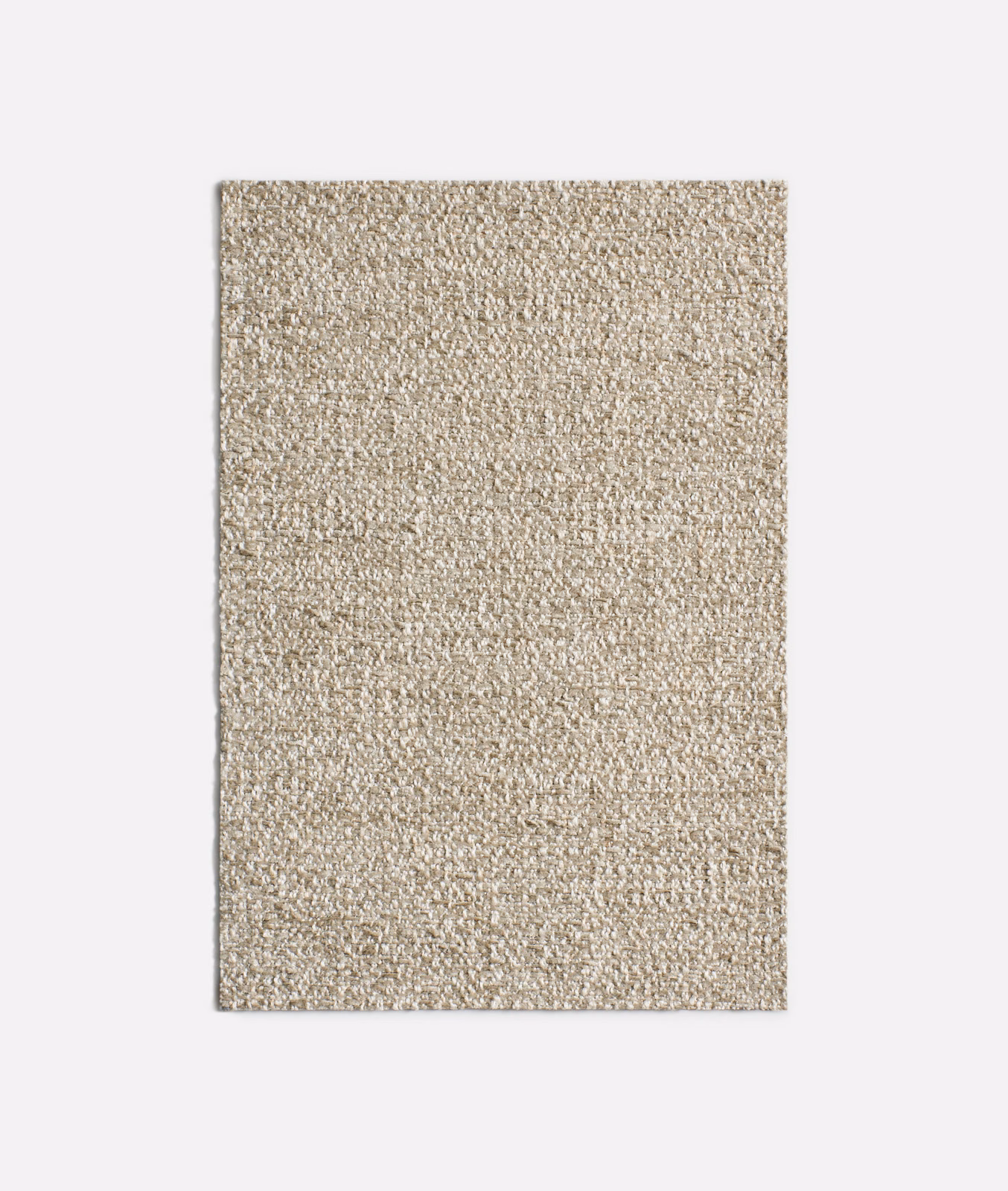 Warm beige chenille swatch showing a close, softly flecked nubby weave