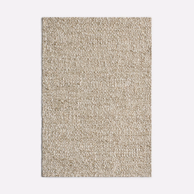 Warm beige chenille swatch showing a close, softly flecked nubby weave