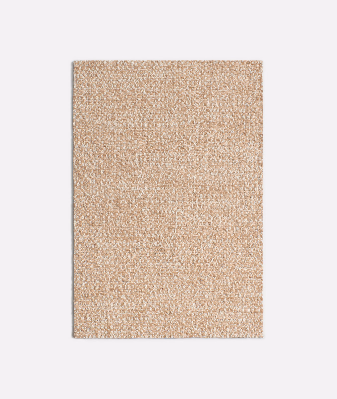 Pale oatmeal-beige chenille swatch showing a close, softly nubby woven texture