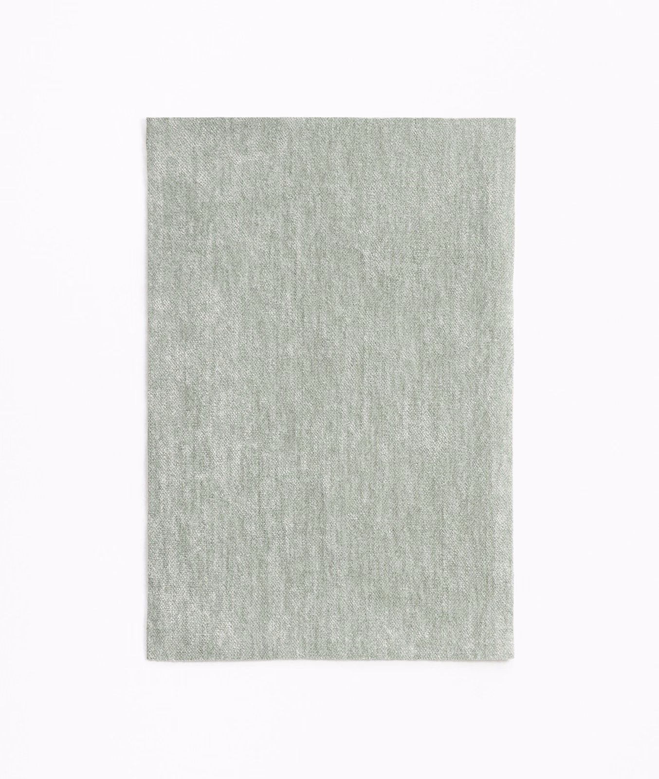 Pale sage-green chenille with softly flecked, vertical surface texture