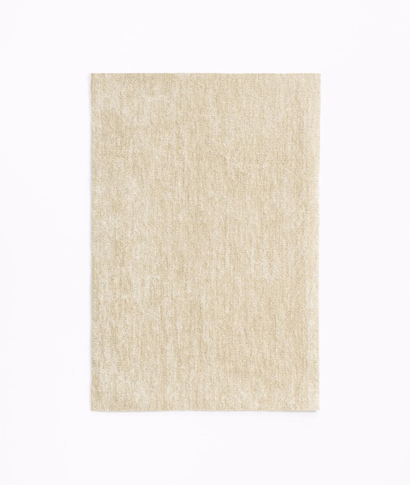 Pale warm-beige chenille swatch with softly streaked vertical woven texture