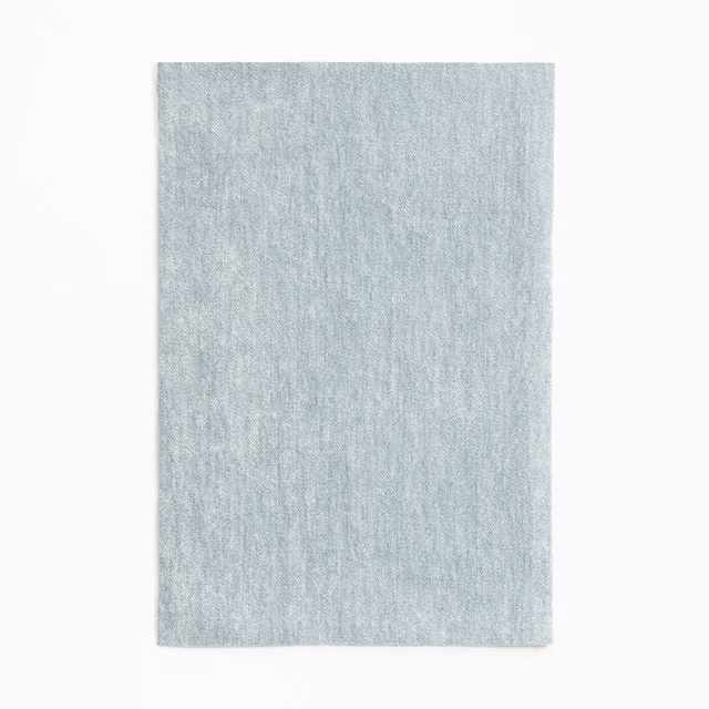 Pale glacier blue-grey chenille with a softly mottled, vertical woven texture