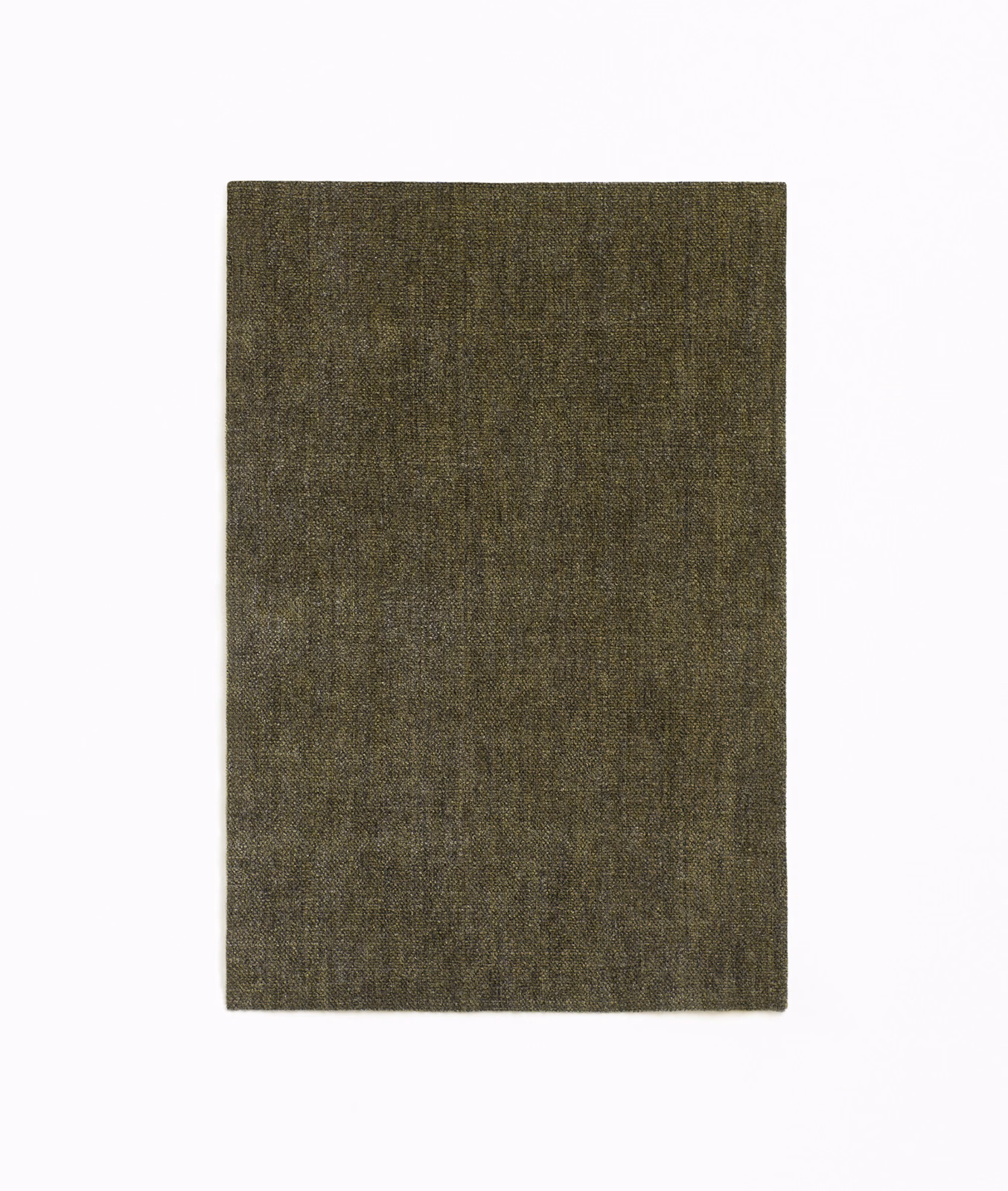 Deep olive-brown chenille swatch with fine vertical texture and softly mottled shading