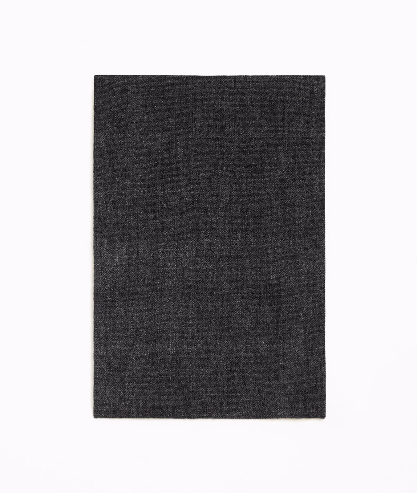 Near-black Marabou chenille swatch with a dense, subtly mottled vertical weave