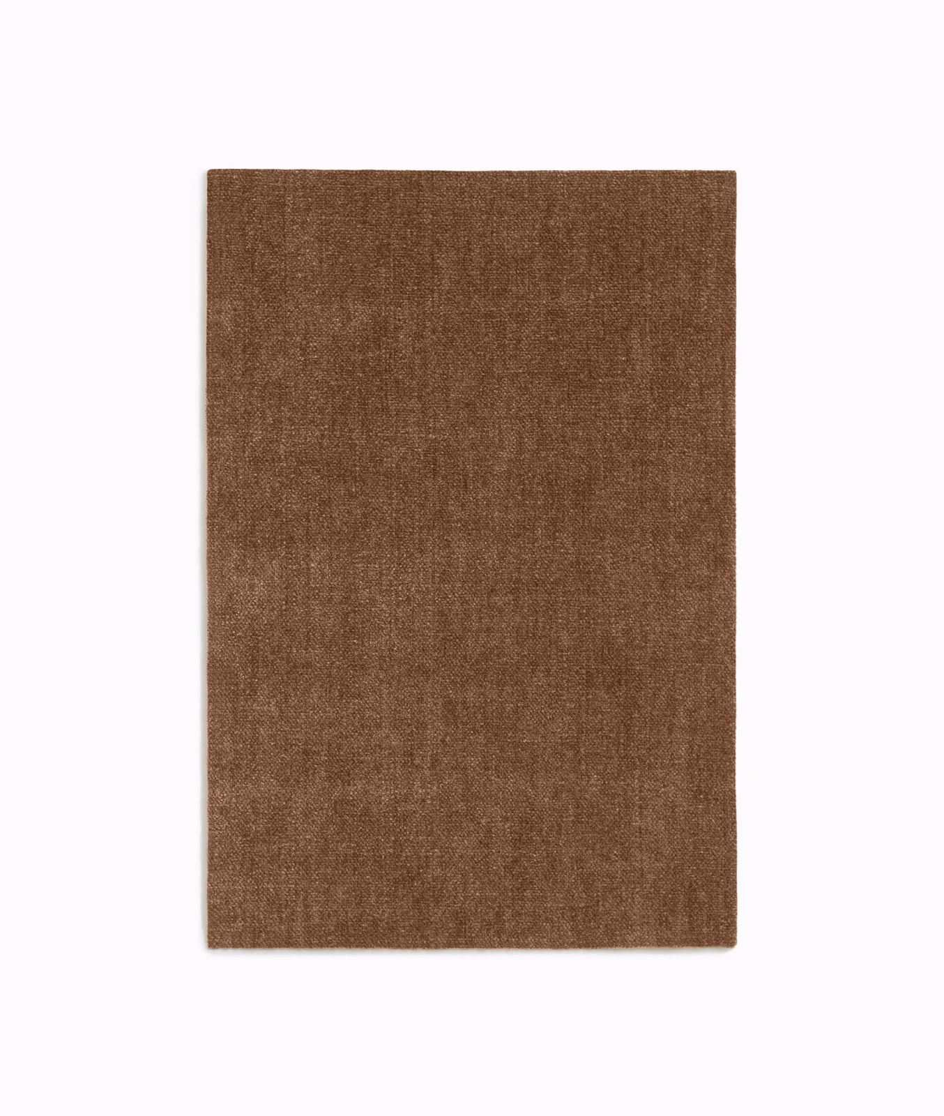 Warm tobacco-brown chenille swatch with a softly mottled, densely textured weave