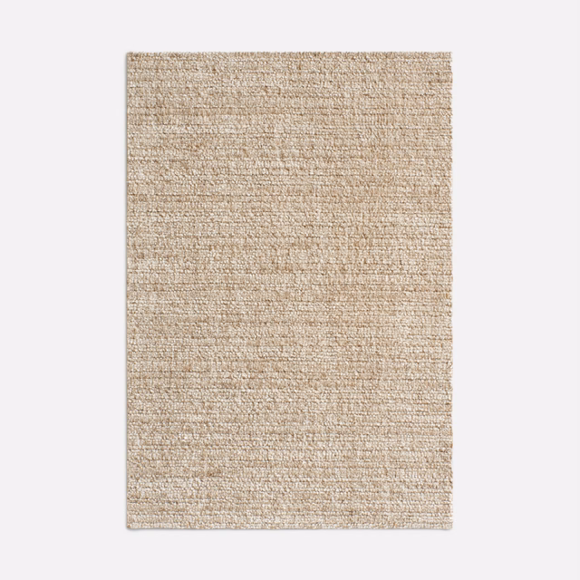 Warm oatmeal-beige chenille with fine horizontal ribs and softly flecked texture