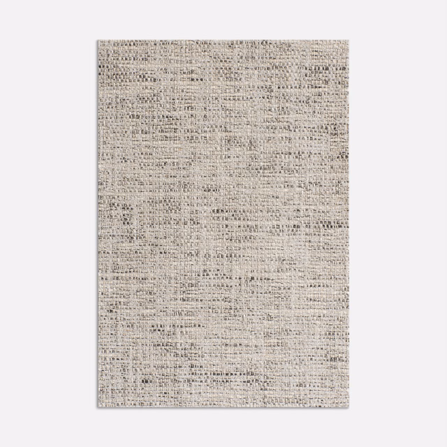 Warm ash-grey chenille weave with fine dark flecks and softly irregular texture