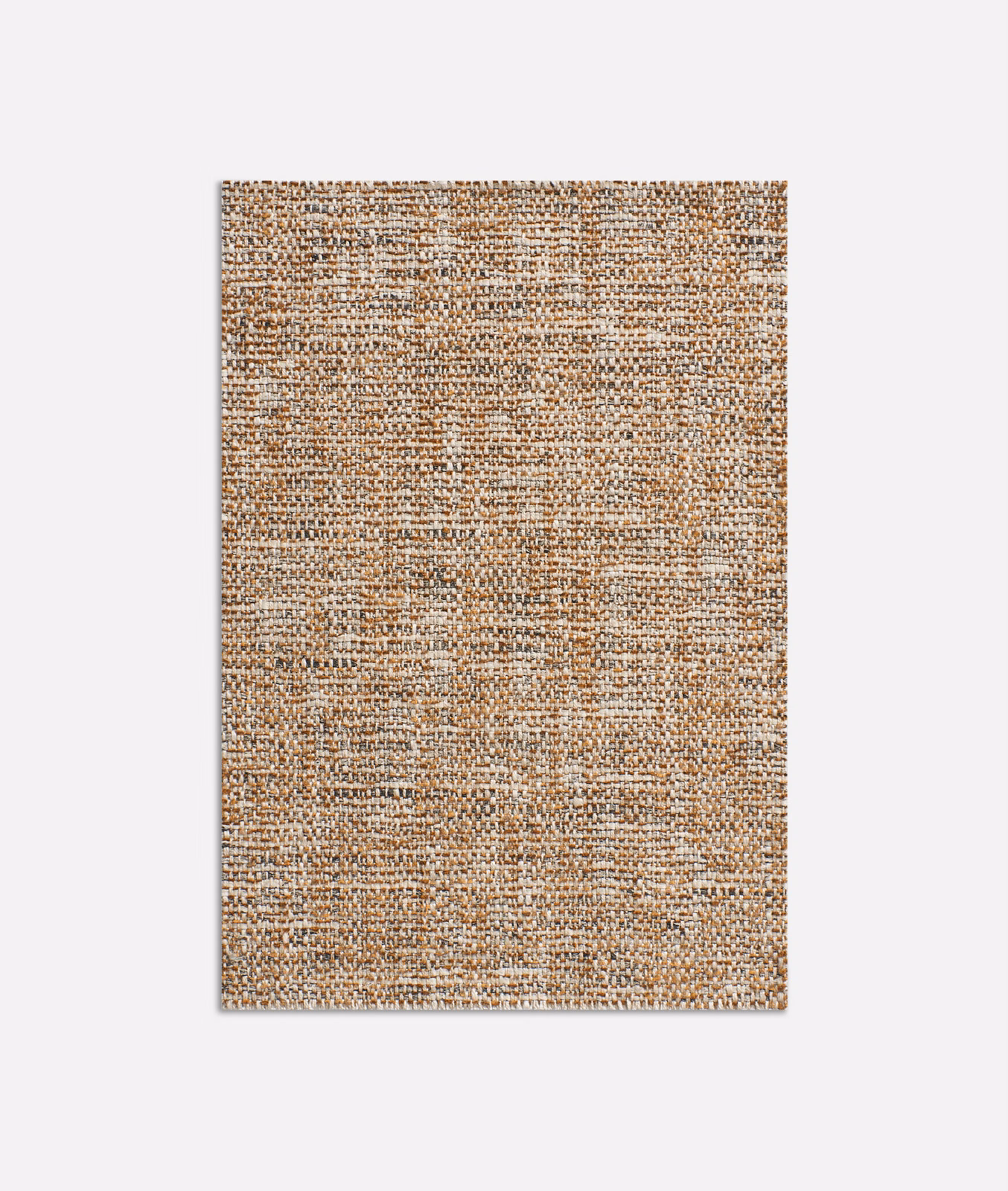 Warm tobacco-brown chenille swatch with cream flecks and a dense irregular woven texture