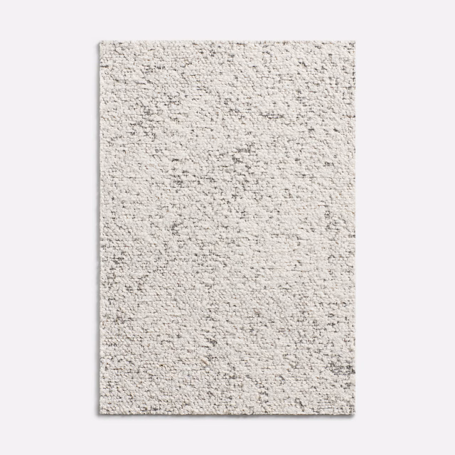 Pale ivory-grey chenille with a dense nubby weave and fine grey flecks