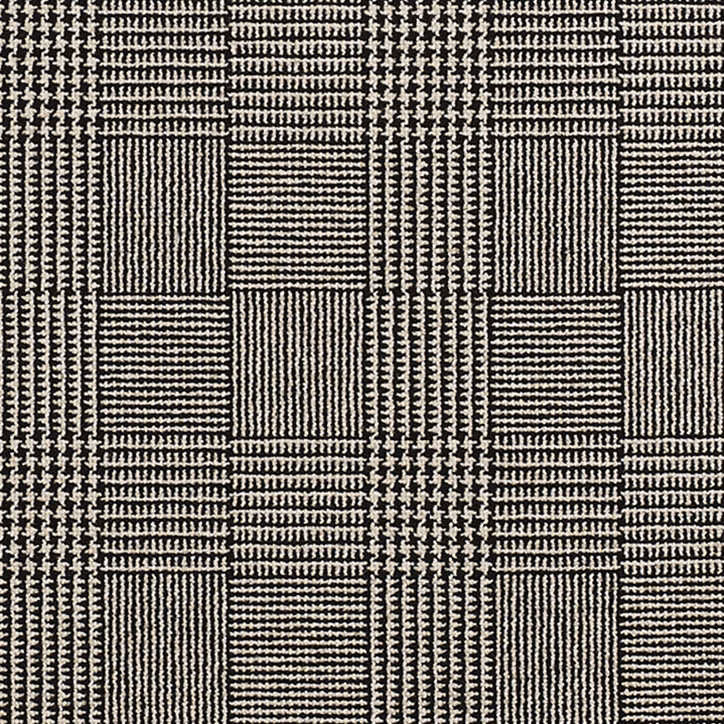 Black and ivory woven checks with alternating vertical and horizontal ribbed blocks