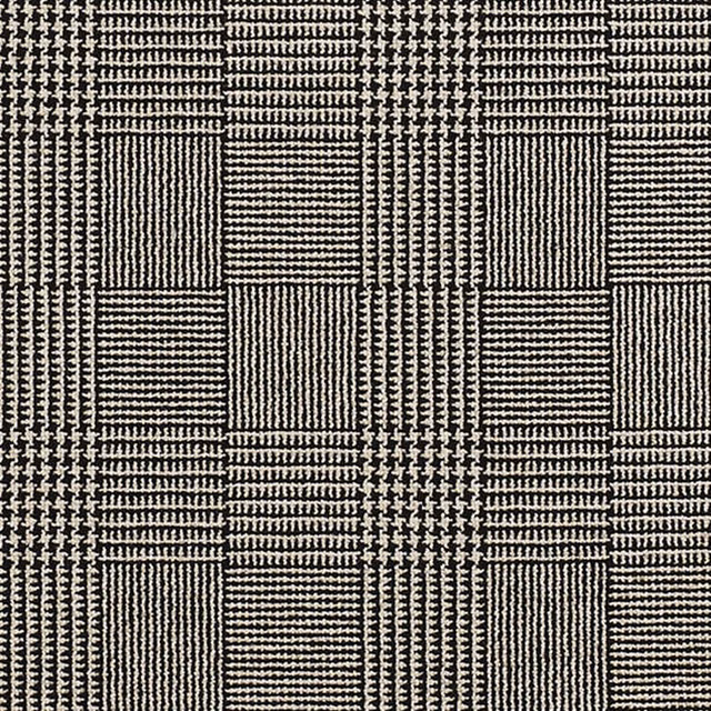 Black and ivory woven checks with alternating vertical and horizontal ribbed blocks
