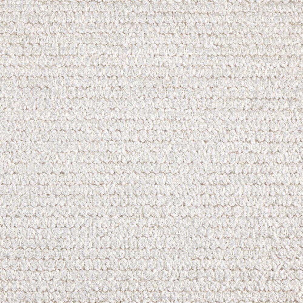 Close-up of pale ivory chenille with small looped rows and softly irregular texture