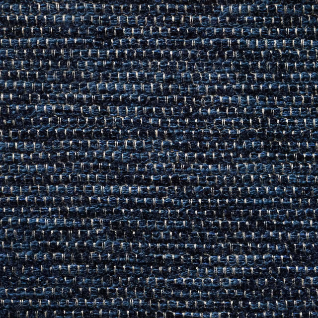 Dark indigo chenille weave with pale blue and ivory flecks in close-up