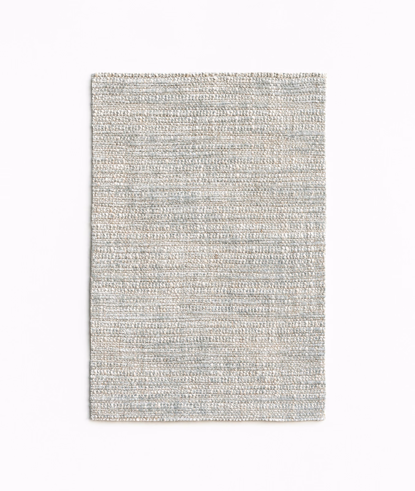 Pale glacier blue-grey chenille swatch with fine horizontal flecks and a compact weave