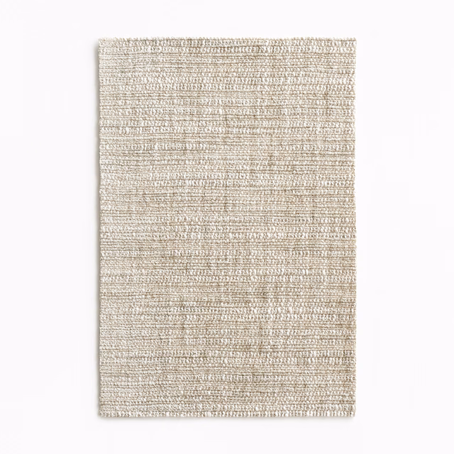 Pale greige-beige chenille swatch with dense horizontal nubby woven texture
