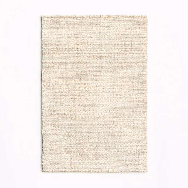 Pale natural ivory chenille with fine horizontal ribbed woven texture