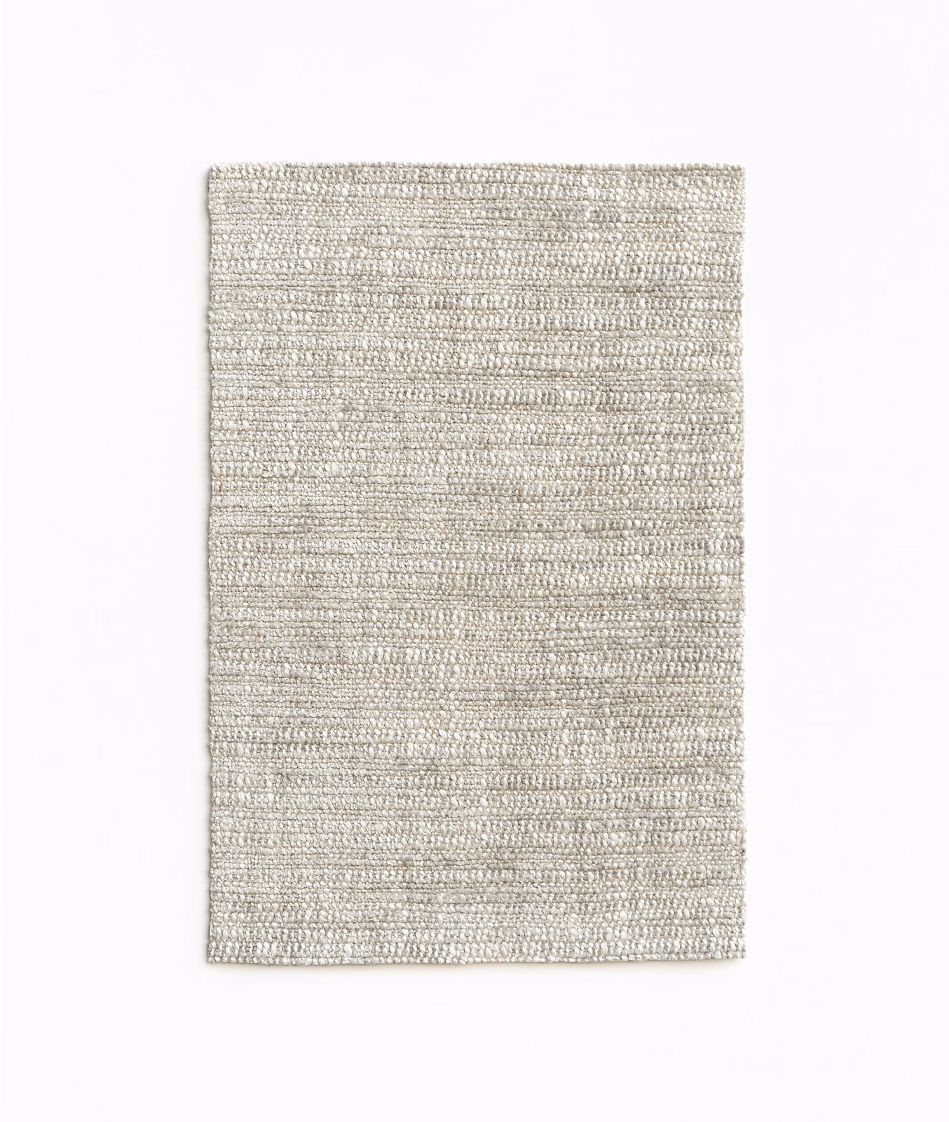 Pale greige chenille swatch with fine horizontal ridges and softly mottled light