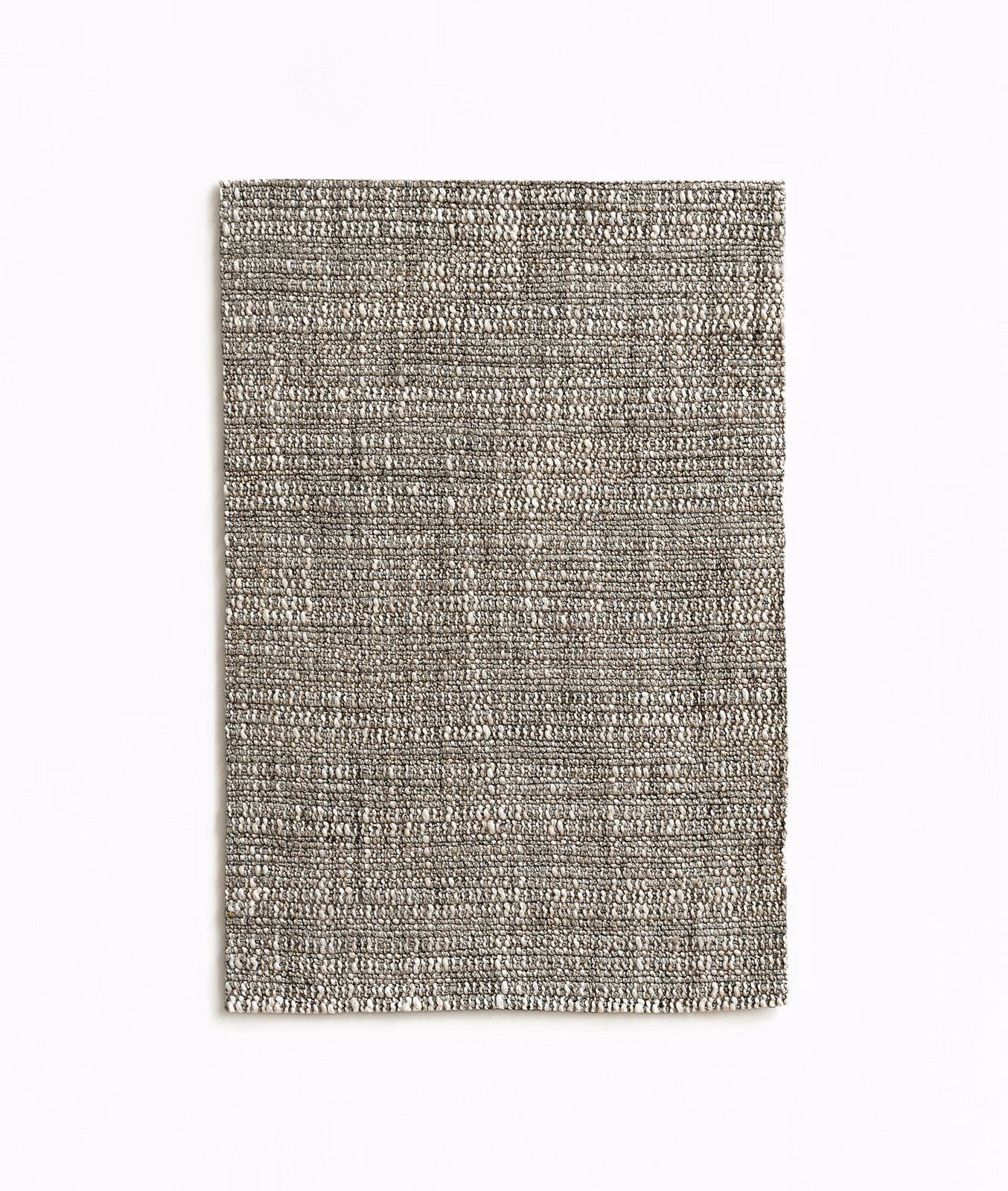 Cool grey-taupe chenille swatch with dense, softly mottled horizontal weave