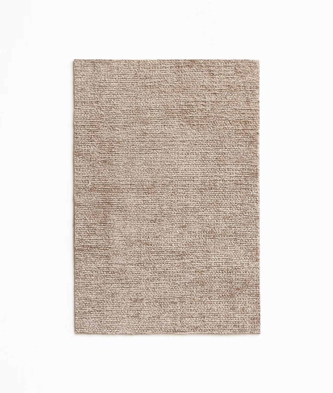Warm greige taupe chenille swatch with dense horizontal ribbed texture
