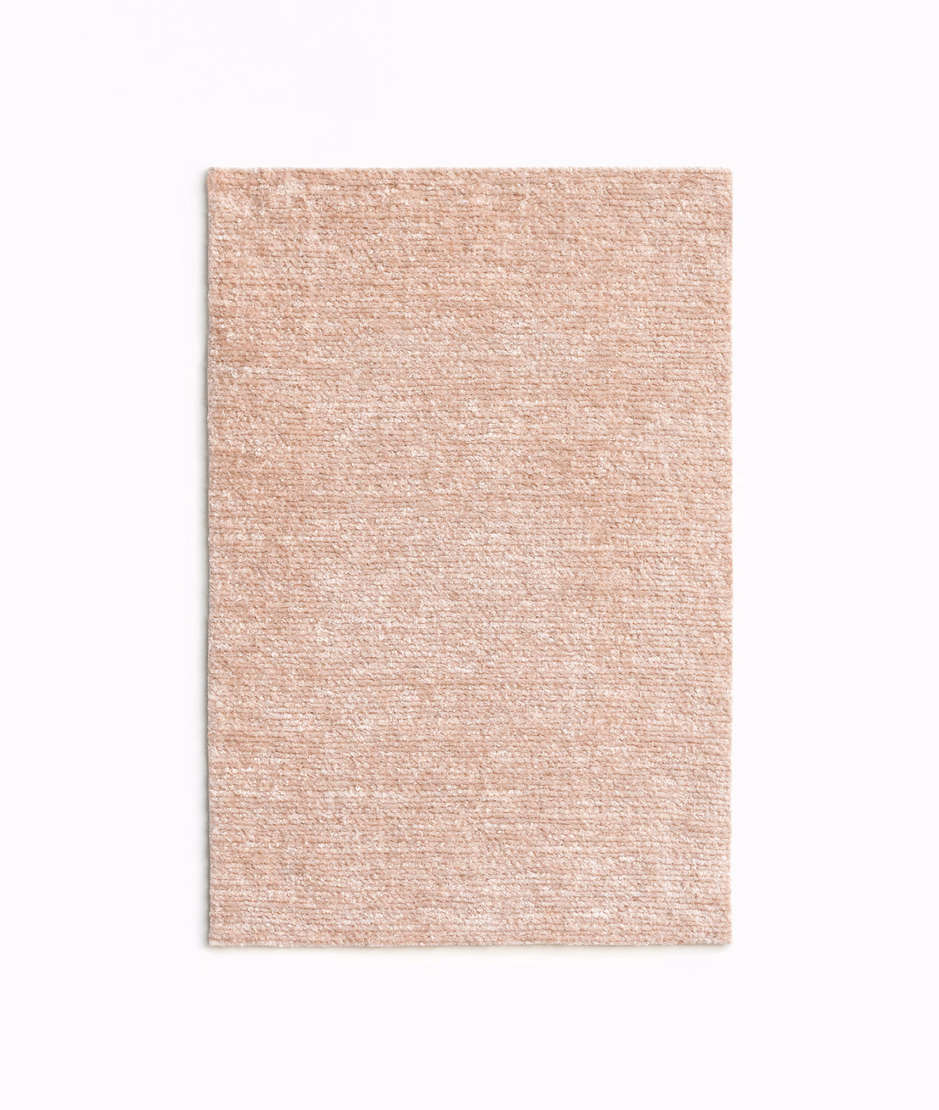 Warm blush-nude chenille swatch with fine horizontal texture and softly flecked surface