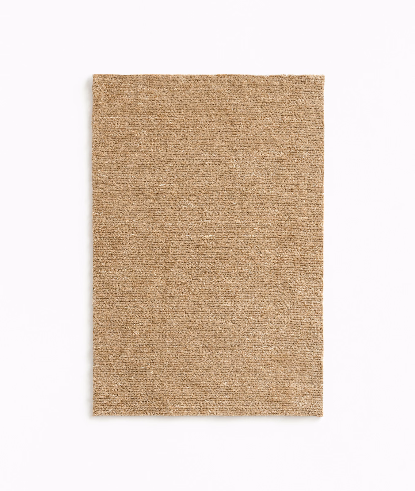 Warm paille-beige chenille swatch with dense horizontal woven texture