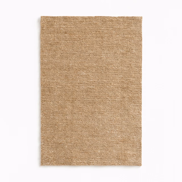 Warm paille-beige chenille swatch with dense horizontal woven texture