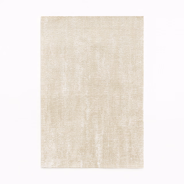 Pale ivory-beige chenille swatch with fine horizontal ribs and subtle tonal variation