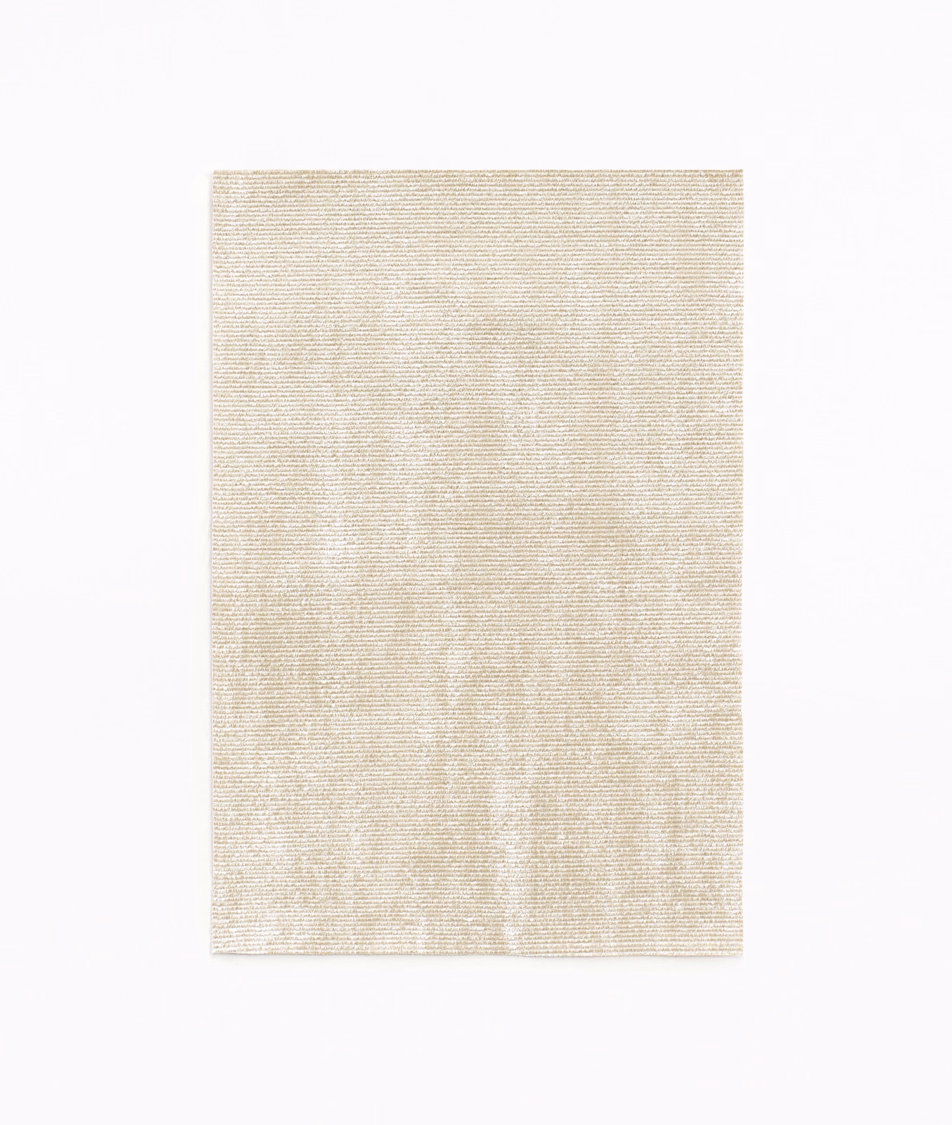 Warm ivory chenille swatch with fine horizontal ribbing and softly mottled tonal texture