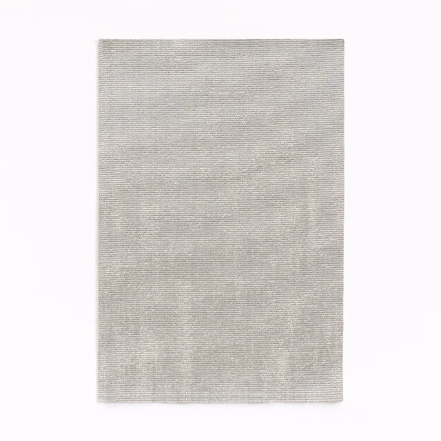 Pale pearl-grey chenille swatch with fine horizontal ribbing and subtle shimmer