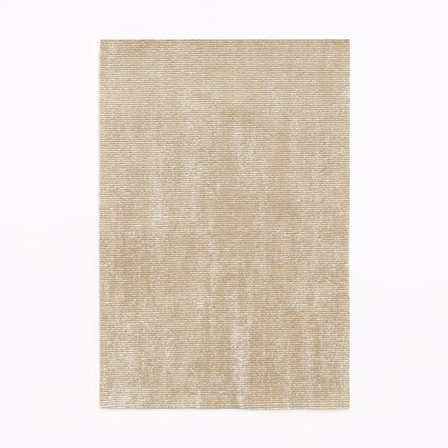 Pale sandy beige chenille with fine horizontal ribs and softly mottled shading