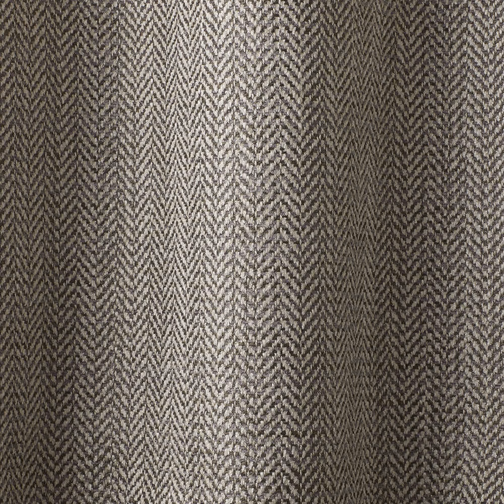 Mottled ash-grey chenille with narrow charcoal and taupe herringbone stripes