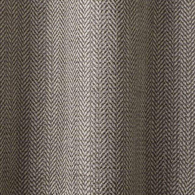 Mottled ash-grey chenille with narrow charcoal and taupe herringbone stripes