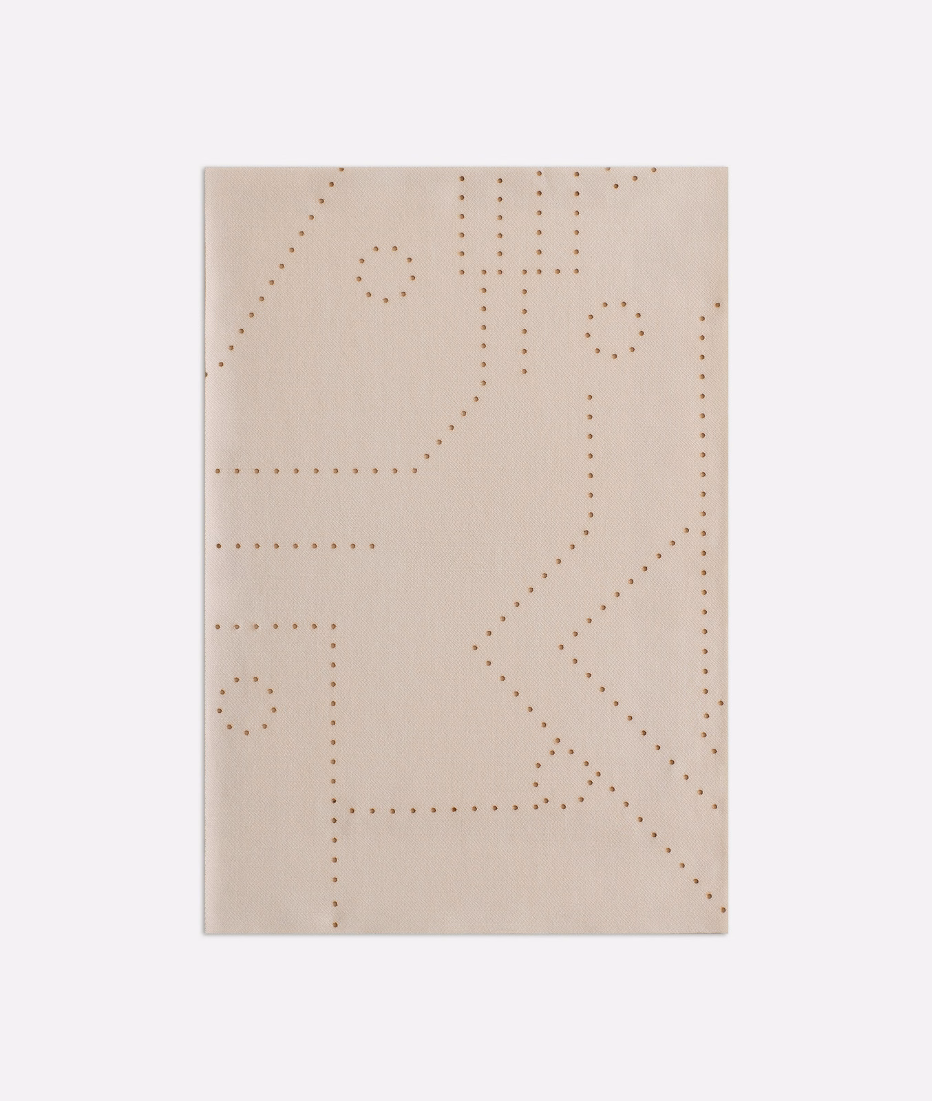 Warm beige woven fabric with delicate dotted geometric linework