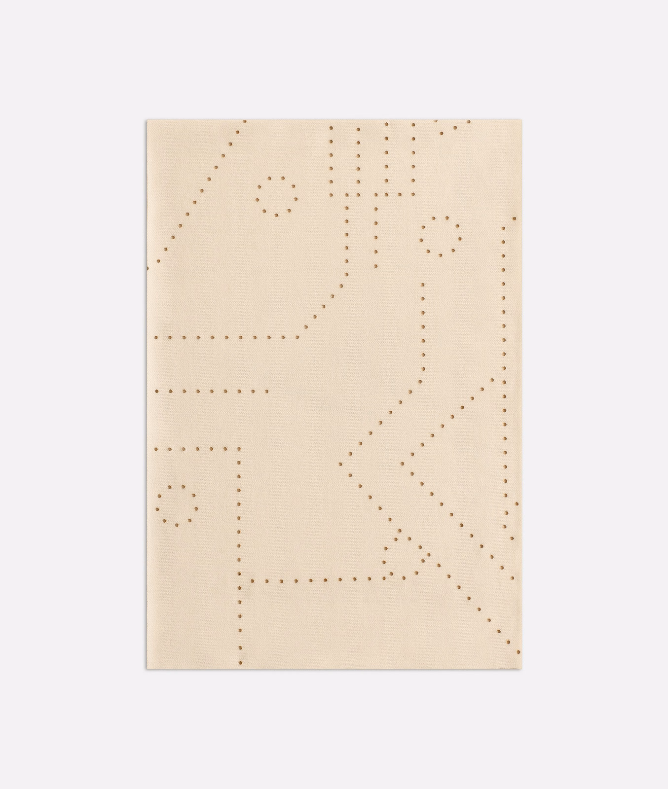 Ivory cream curtain fabric with taupe dotted lines forming airy angular geometry