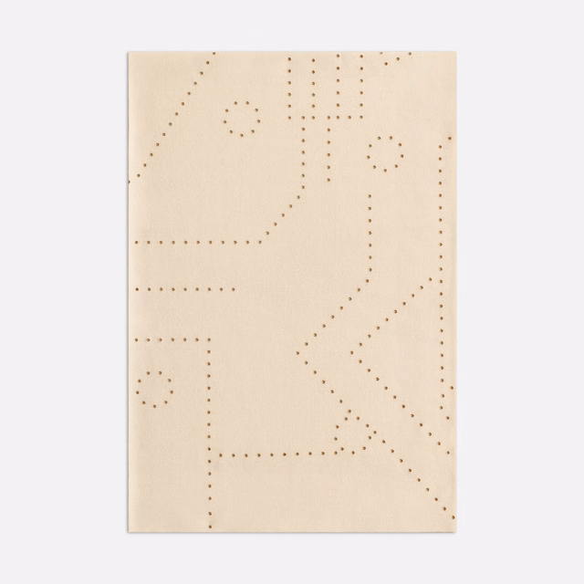 Ivory cream curtain fabric with taupe dotted lines forming airy angular geometry