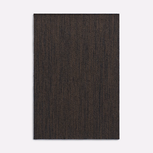 Deep charcoal-brown woven fabric swatch with fine vertical slub texture