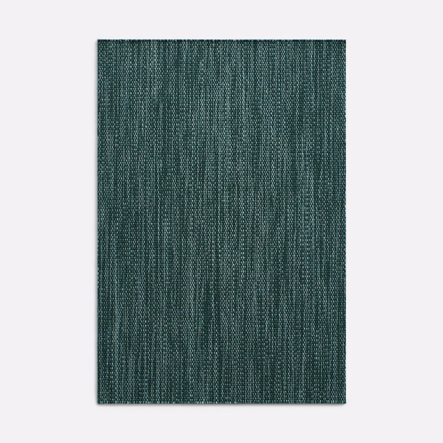 Deep forest-teal curtain fabric with fine vertical woven striations and subtle tonal variation
