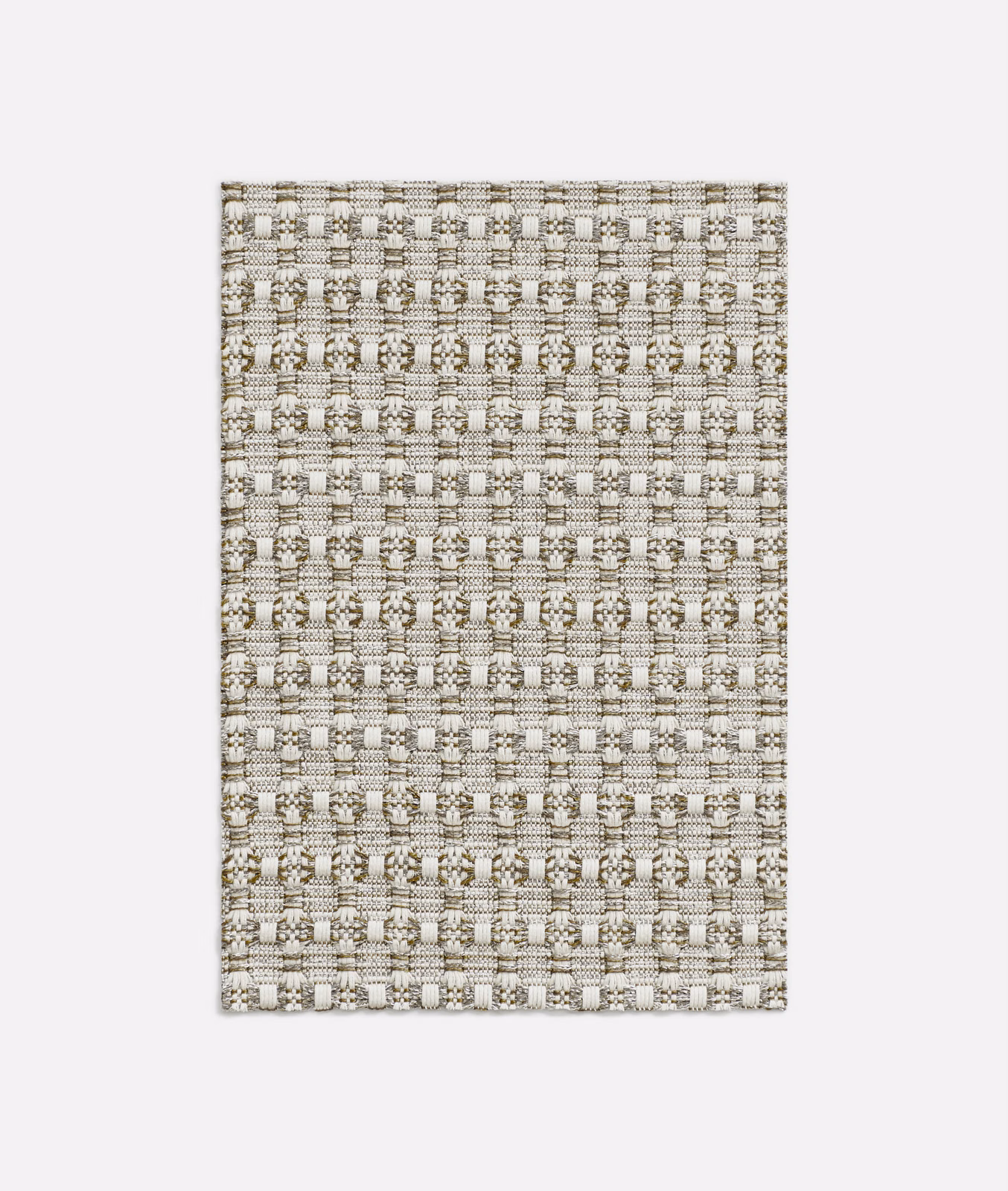Ivory taupe curtain fabric with a small raised grey and brown woven check