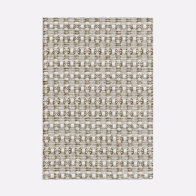 Ivory taupe curtain fabric with a small raised grey and brown woven check