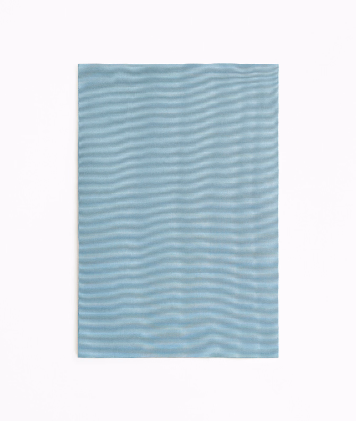 Pale aqua-blue curtain fabric with fine vertical tonal ripples and a soft sheen