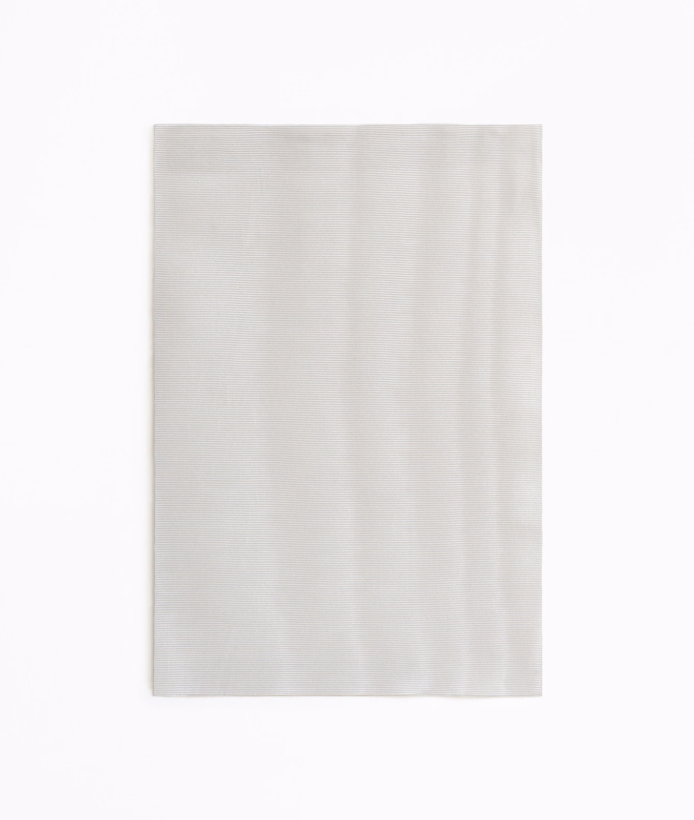 Pale silver-grey curtain fabric with subtle vertical tonal striations and soft sheen